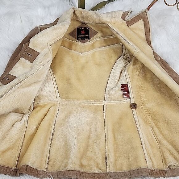Vintage Cabin Core Leather P.B.D. Coat Shearling Rancher Marlboro - Picture 8 of 16